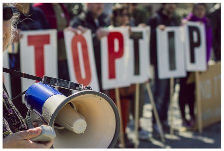Manifestación en contra del tratado de libre comercio conocido como TTIP