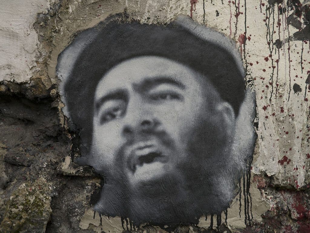 Una pintada con el rostro de Abu Bakr al-Bagdadi. FOTO/thierry ehrmann