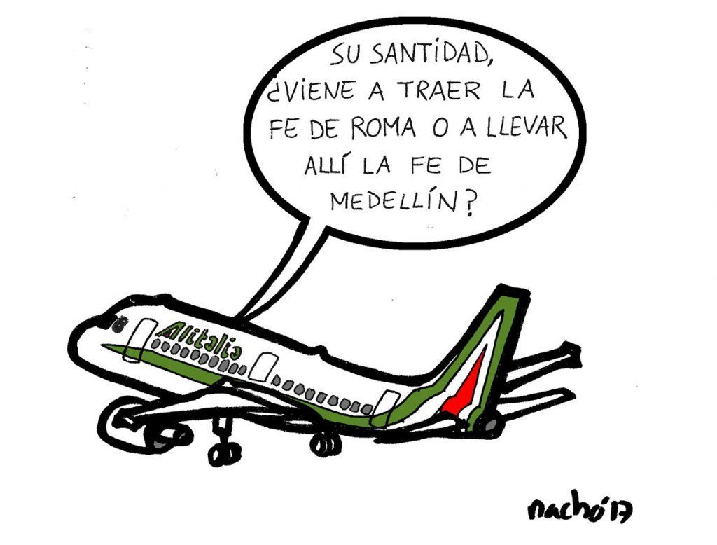 Nacho muestra su imagen del viaje del Papa a Colombia