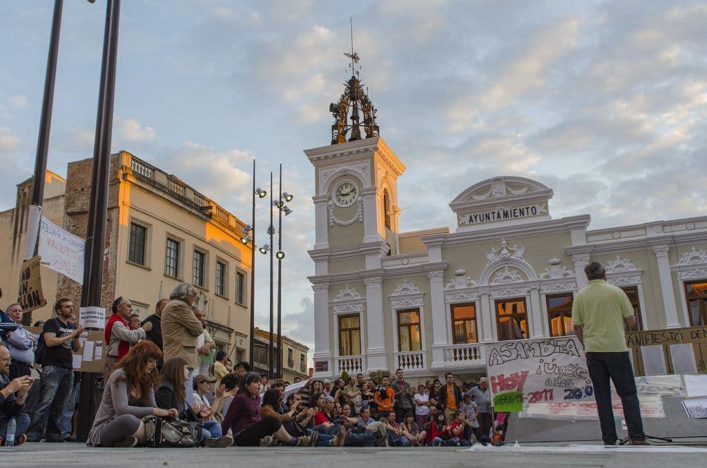 Asamblea del 15M en la Plaza Mayor de Guadalajara